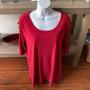 89th & Madison Maroon Cut Out Sleeve Blouse   X Large